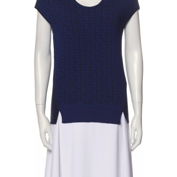 Classic Navy Blue Knit Sweater Women’s Ohne Titel Stretch Blouse SIZE SMALL - Picture 3 of 6
